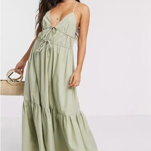 Cotton poplin plunge cami Maxi Dress